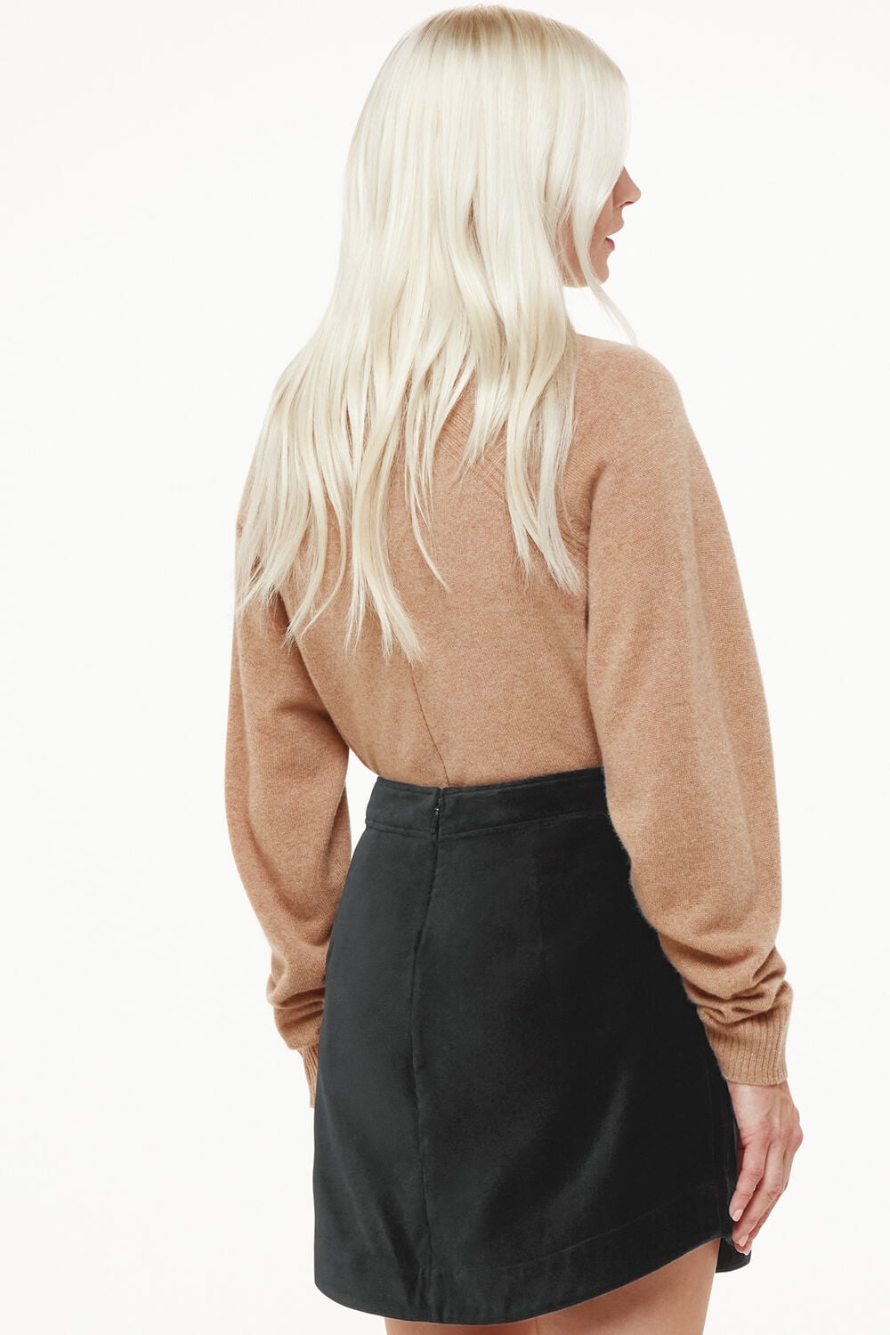 Petite Velvet Curved Hem Mini Skirt