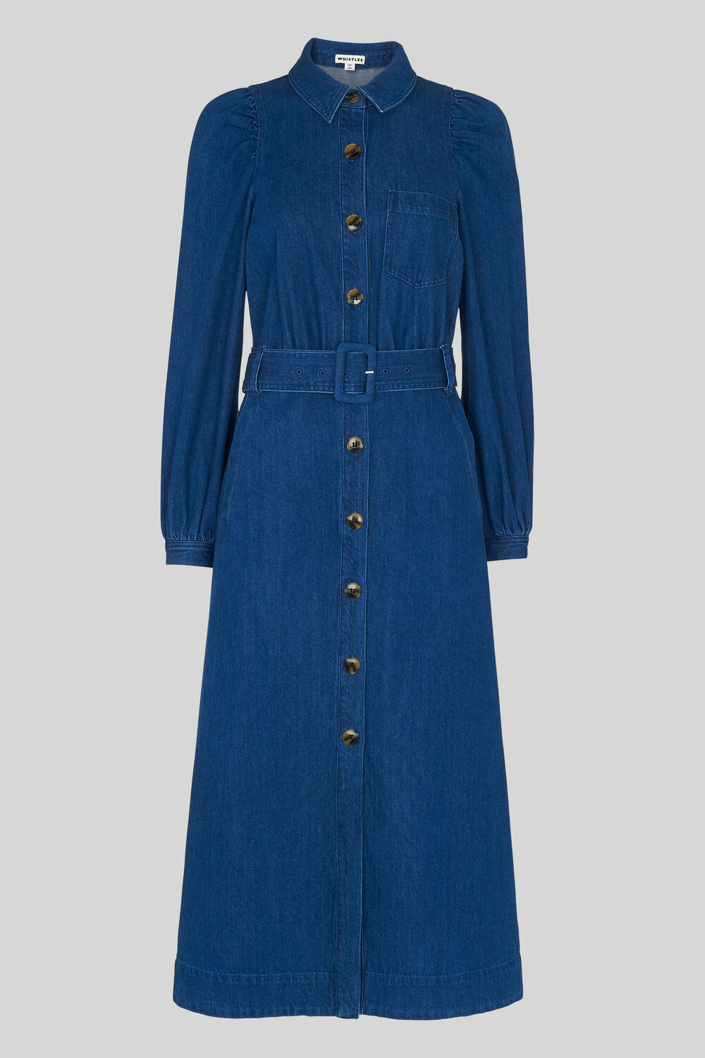 Denim Belted Midi Dress Denim