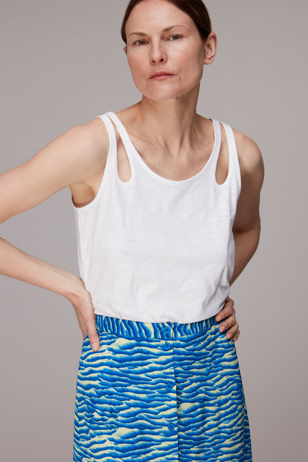 Blue Seafoam Button Front Skirt