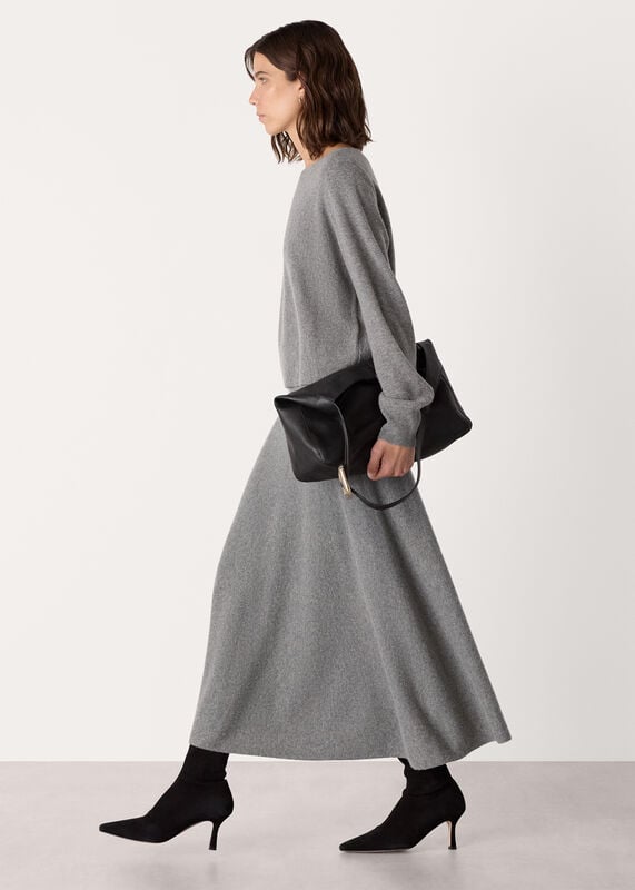 Grey Wool Twist Front Detail Knit