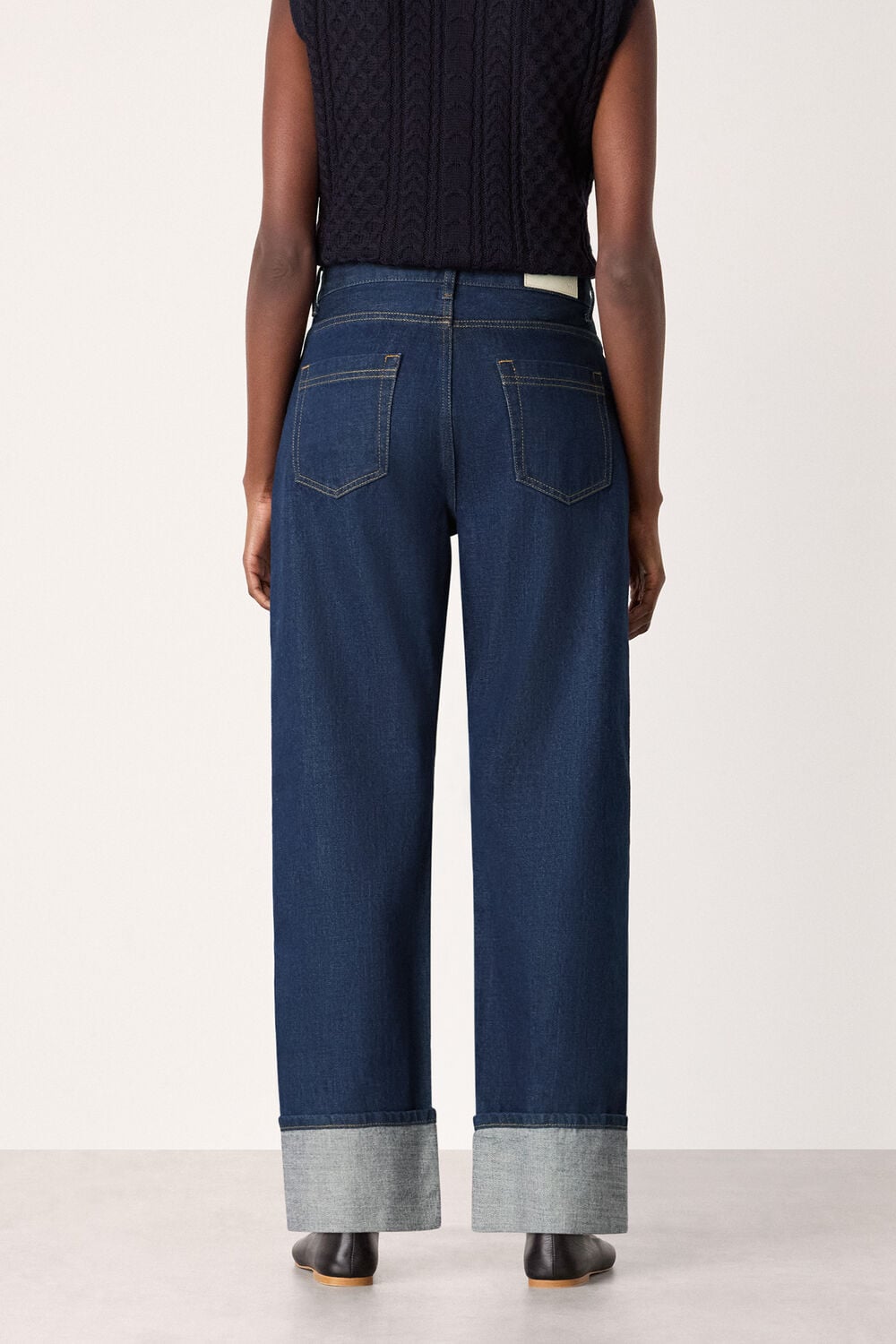 Dark Denim Selvedge Turn Up Detail Jean