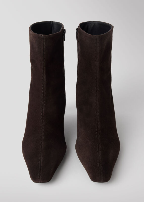 Chocolate Kitten Heel Suede Ankle Boot