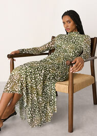 Animal Tiered Mesh Dress