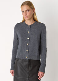Military Crew Neck Cardigan