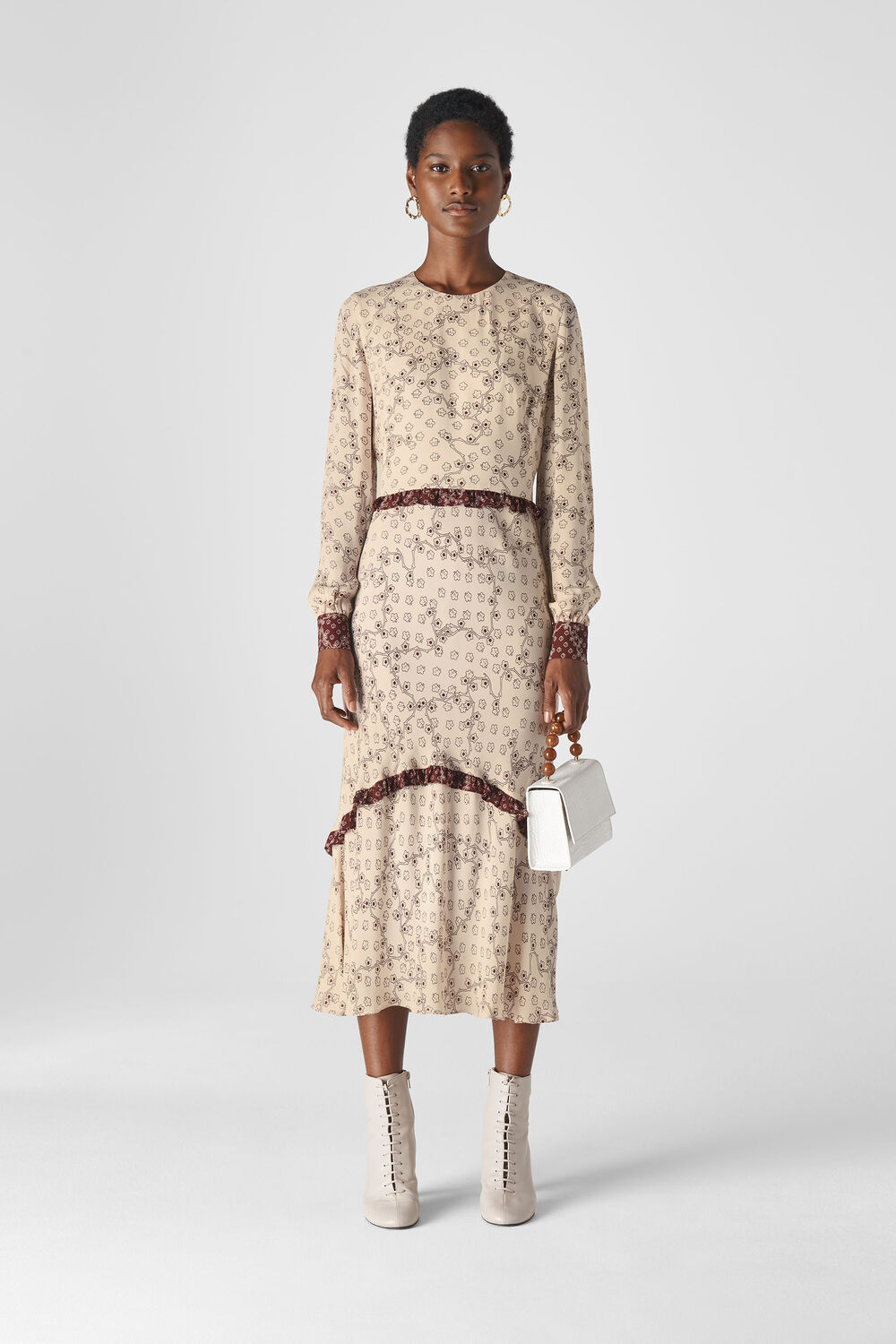 Floral Map Print Silk Dress Multicolour