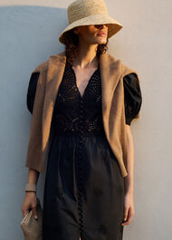 Cotton Broderie V Neck Dress