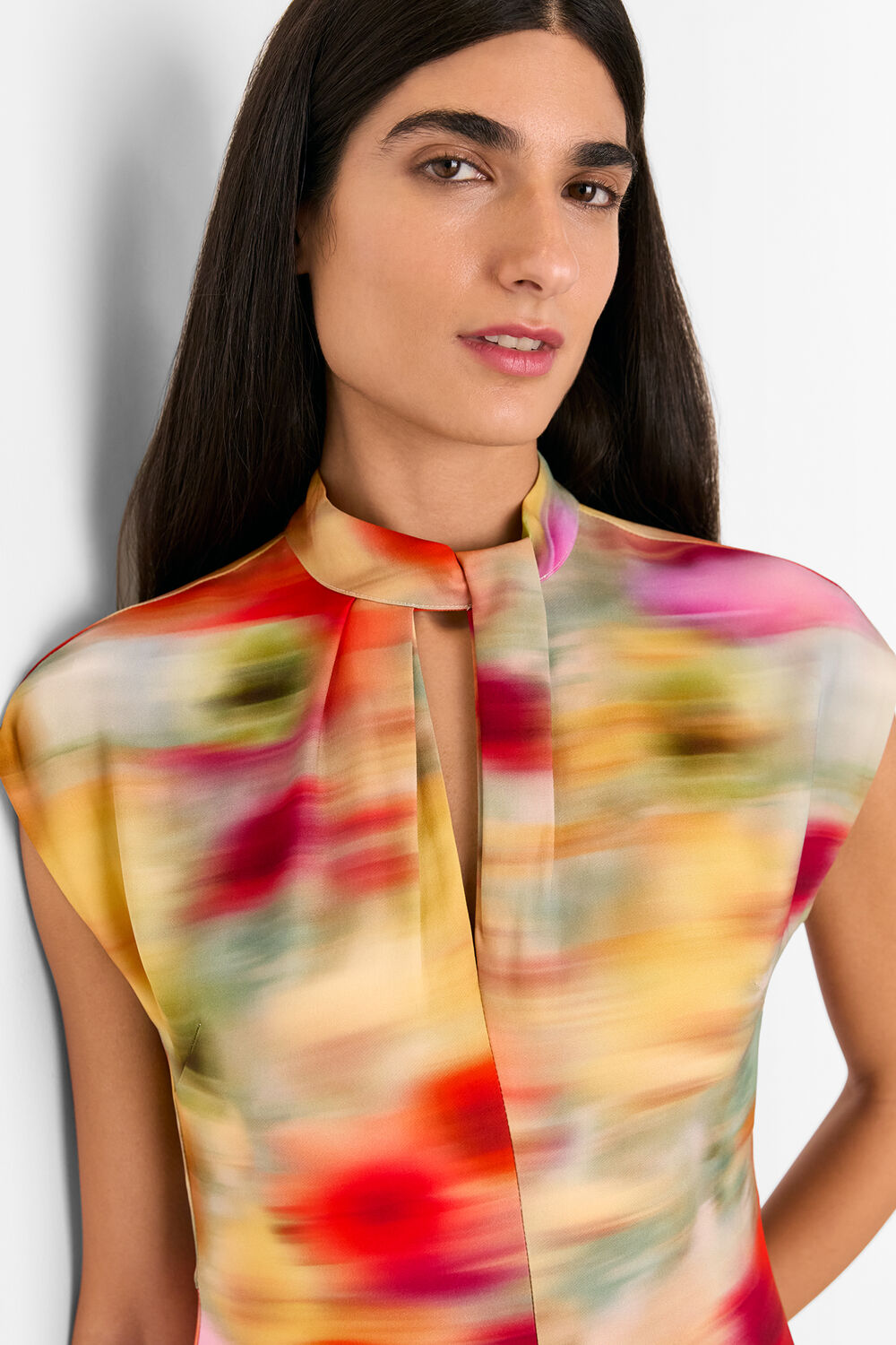 Photographic Flower Midi Dress
