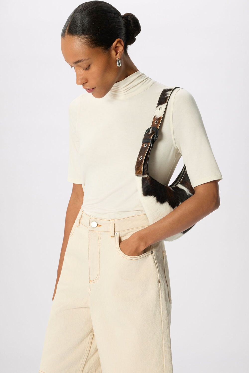 Ivory Tie Neck Detail Top