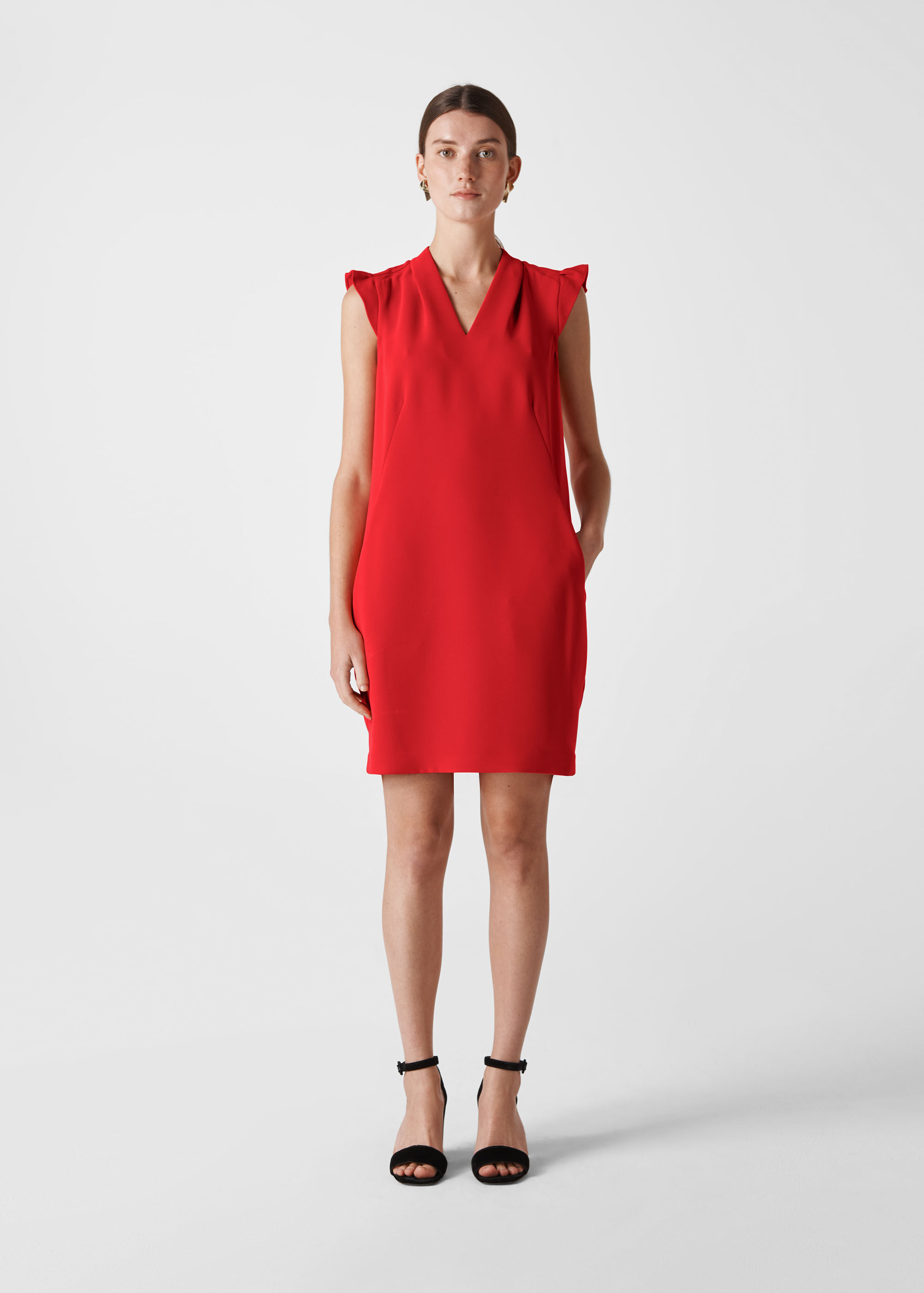 Red Safia Crepe Dress | WHISTLES | Whistles US |