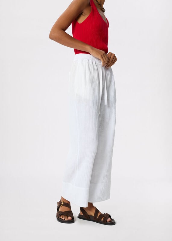 Ivory Wide Crop Cheesecloth Trouser