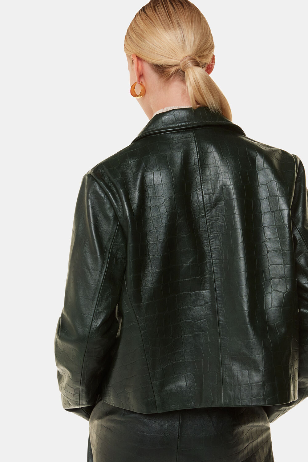 Delia Croc Leather Jacket