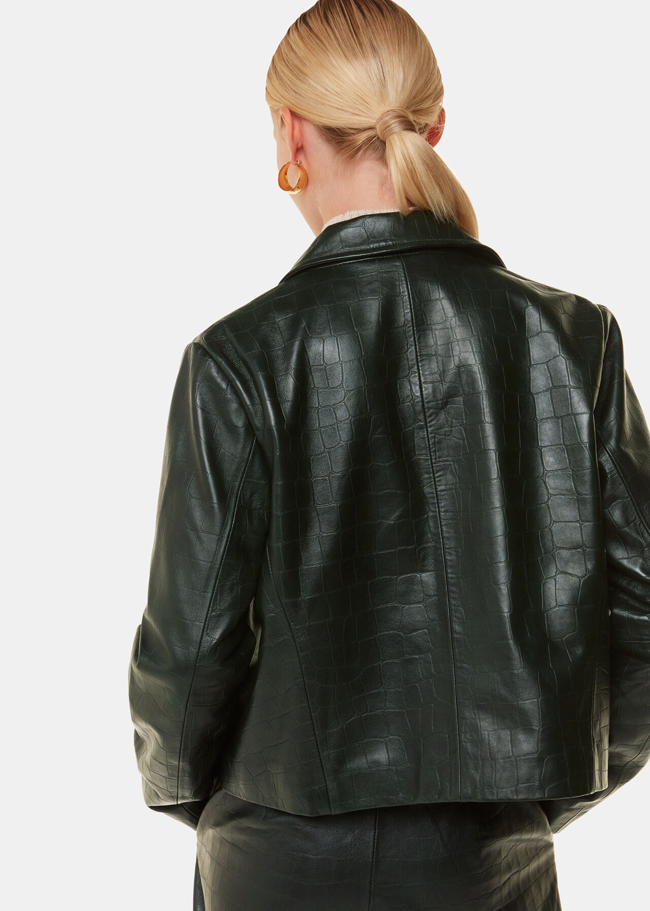 Delia Croc Leather Jacket