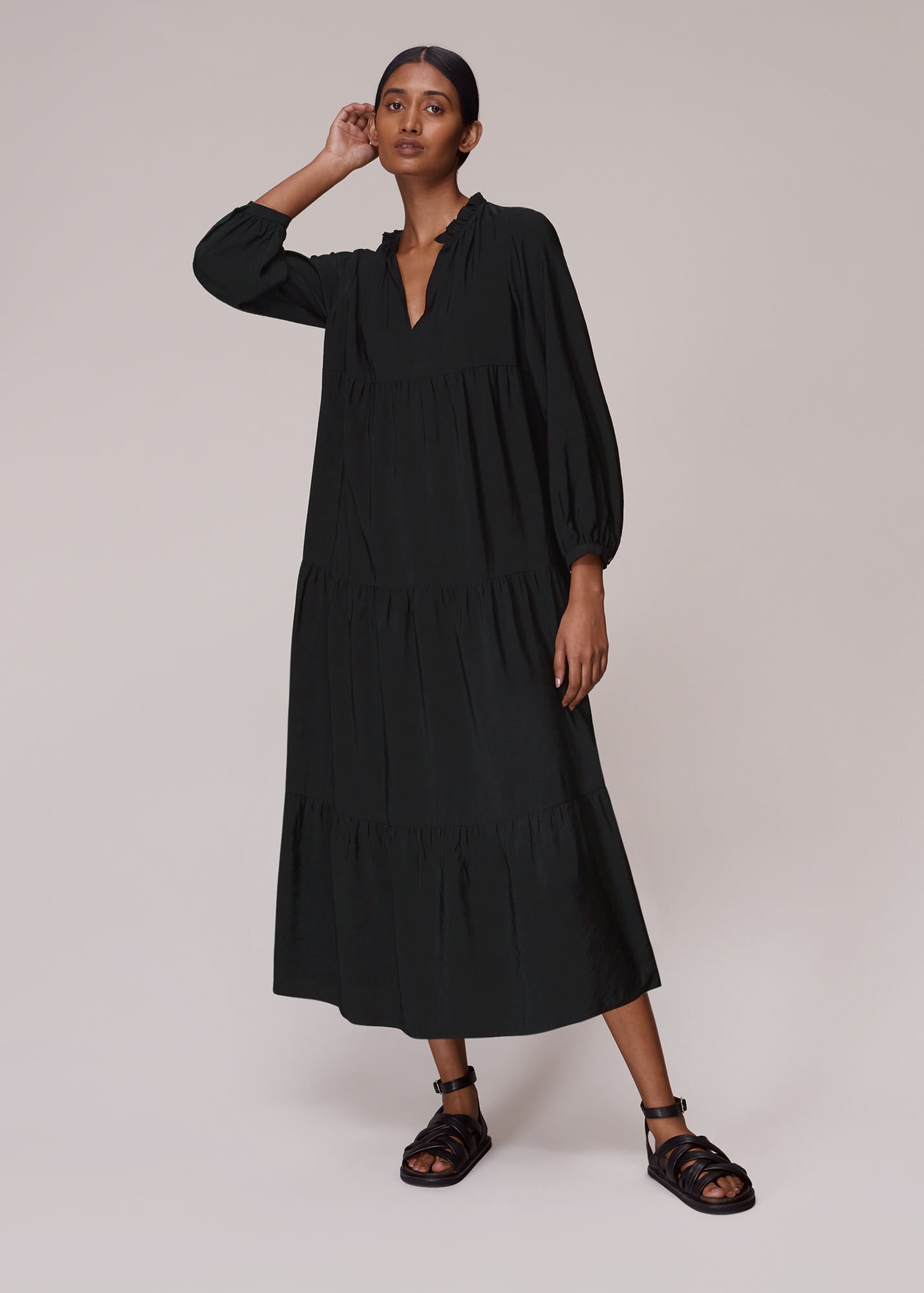 Black Enora Longline Dress | WHISTLES