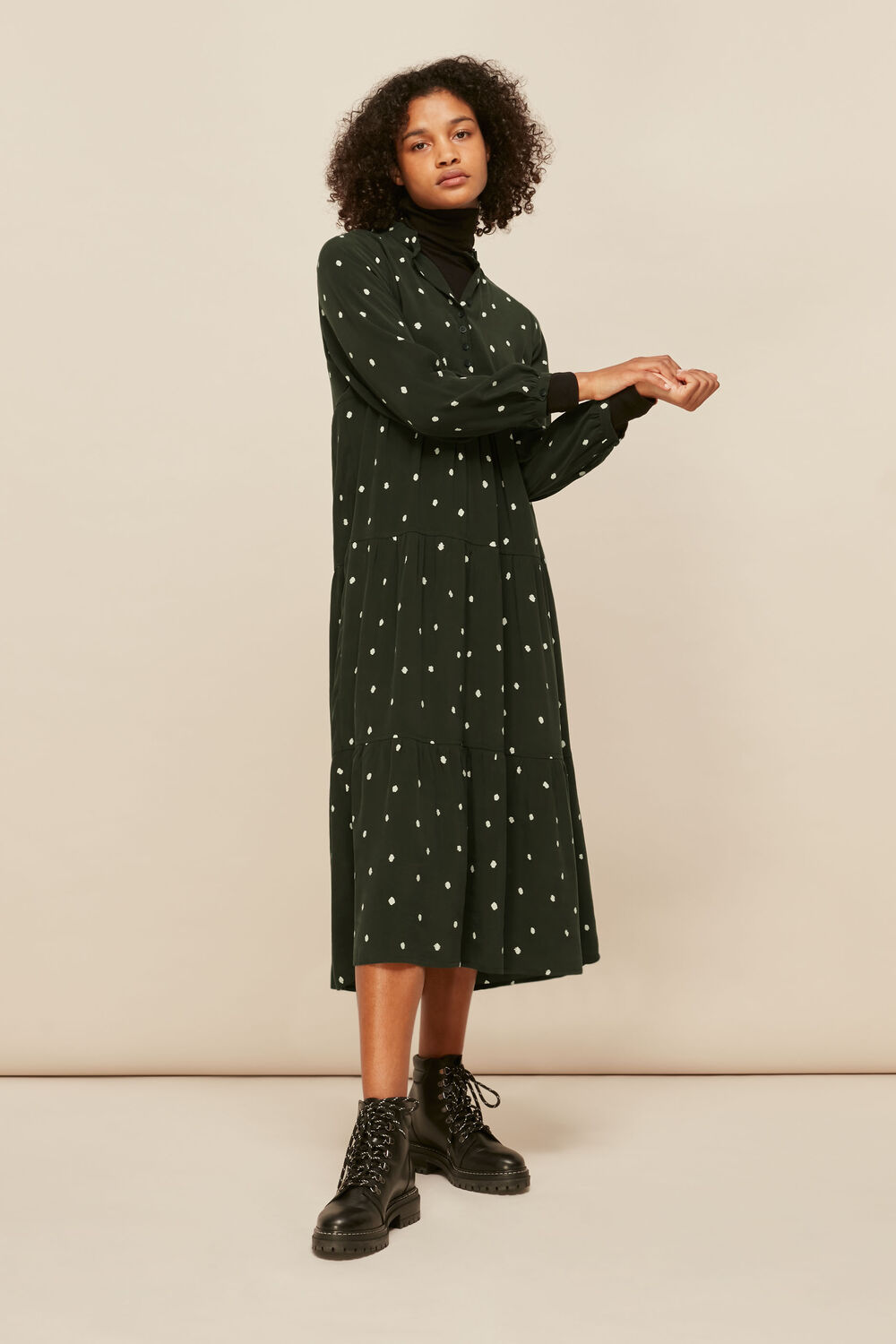 Green Longline Spot Enora Dress