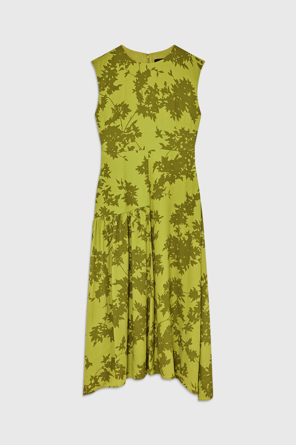Green Petite Floral Asymmetric Dress