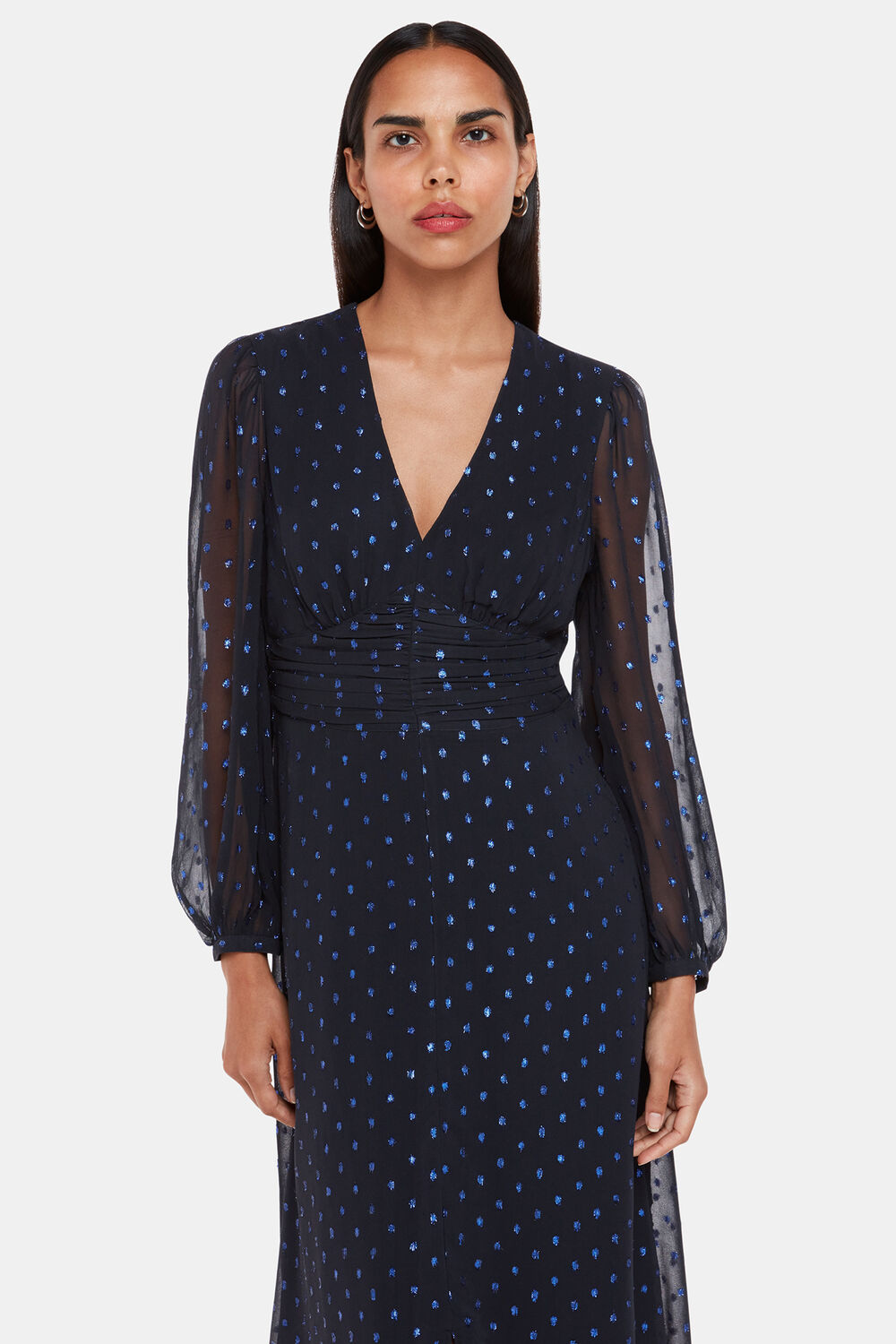 Metallic Dobby Midi Dress