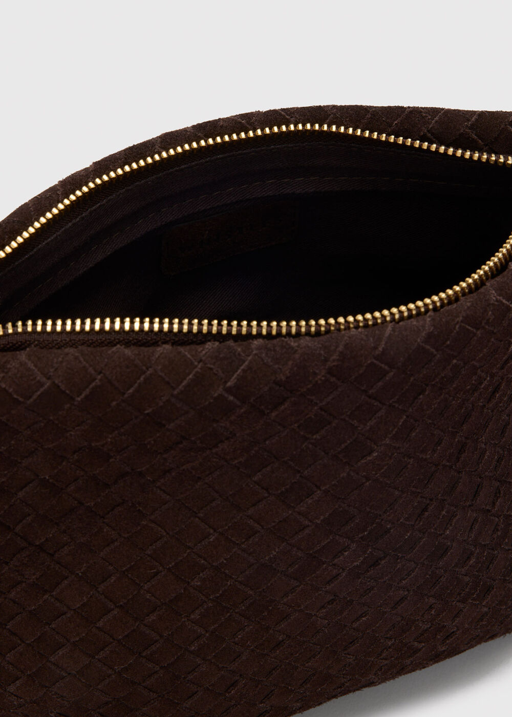 Avah Woven Suede Zip Clutch
