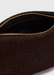 Avah Woven Suede Zip Clutch