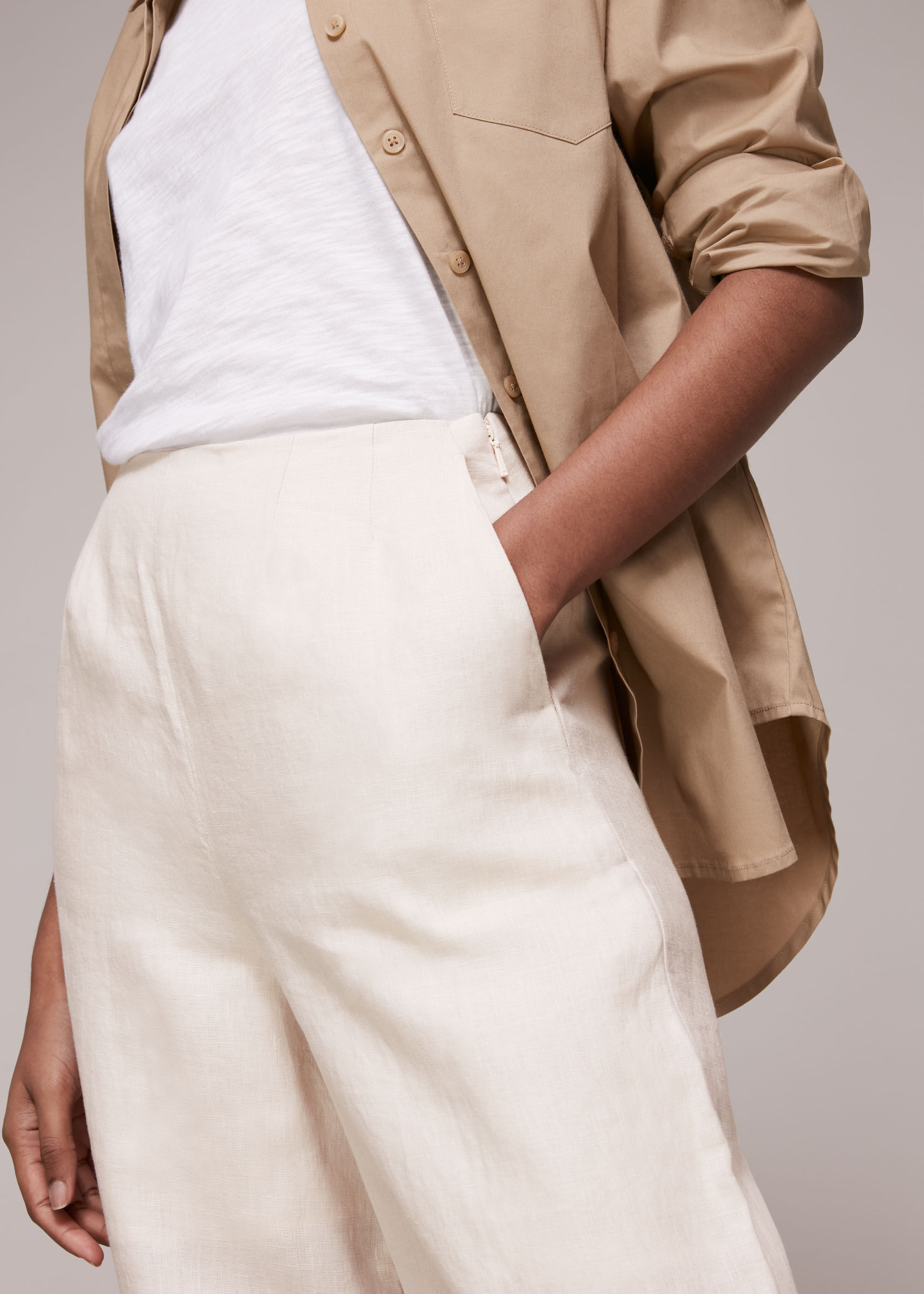 Whistles nina deals button linen dress