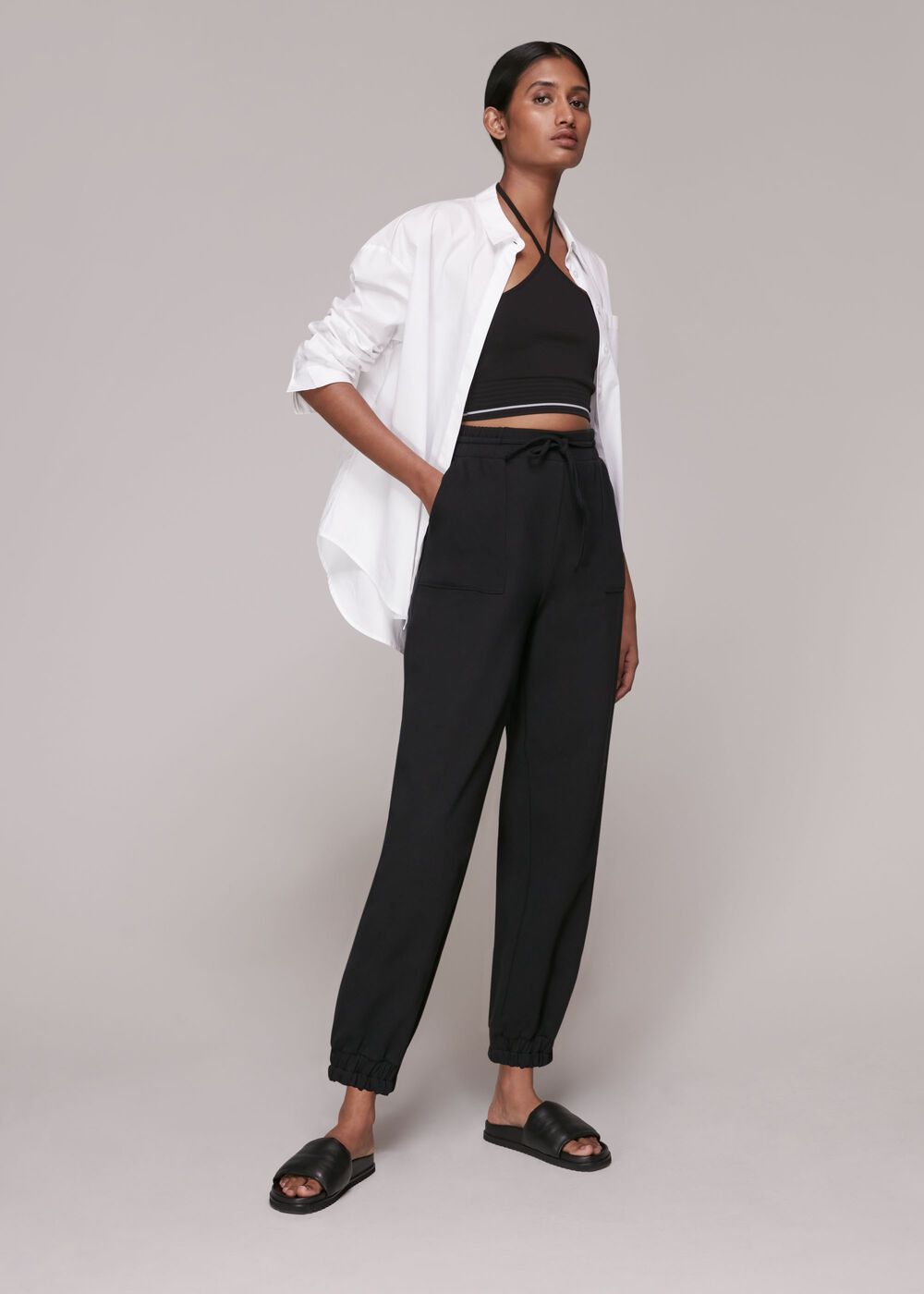 Black Rib Halter Neck