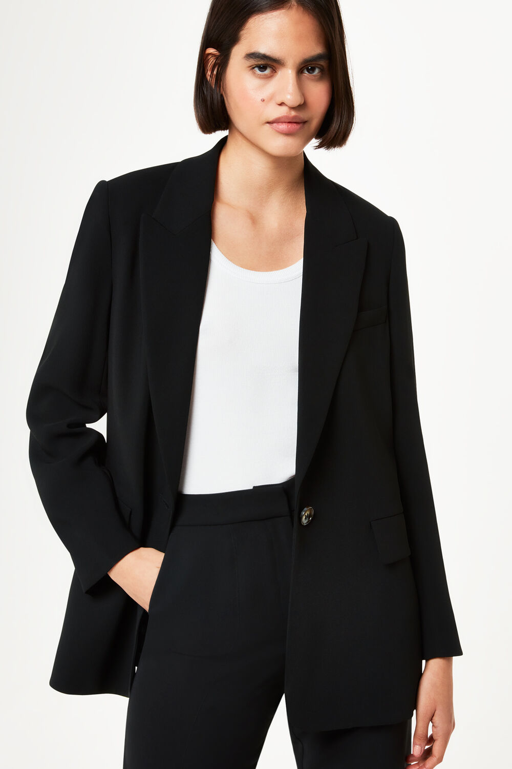 Black Crepe Boyfriend Blazer