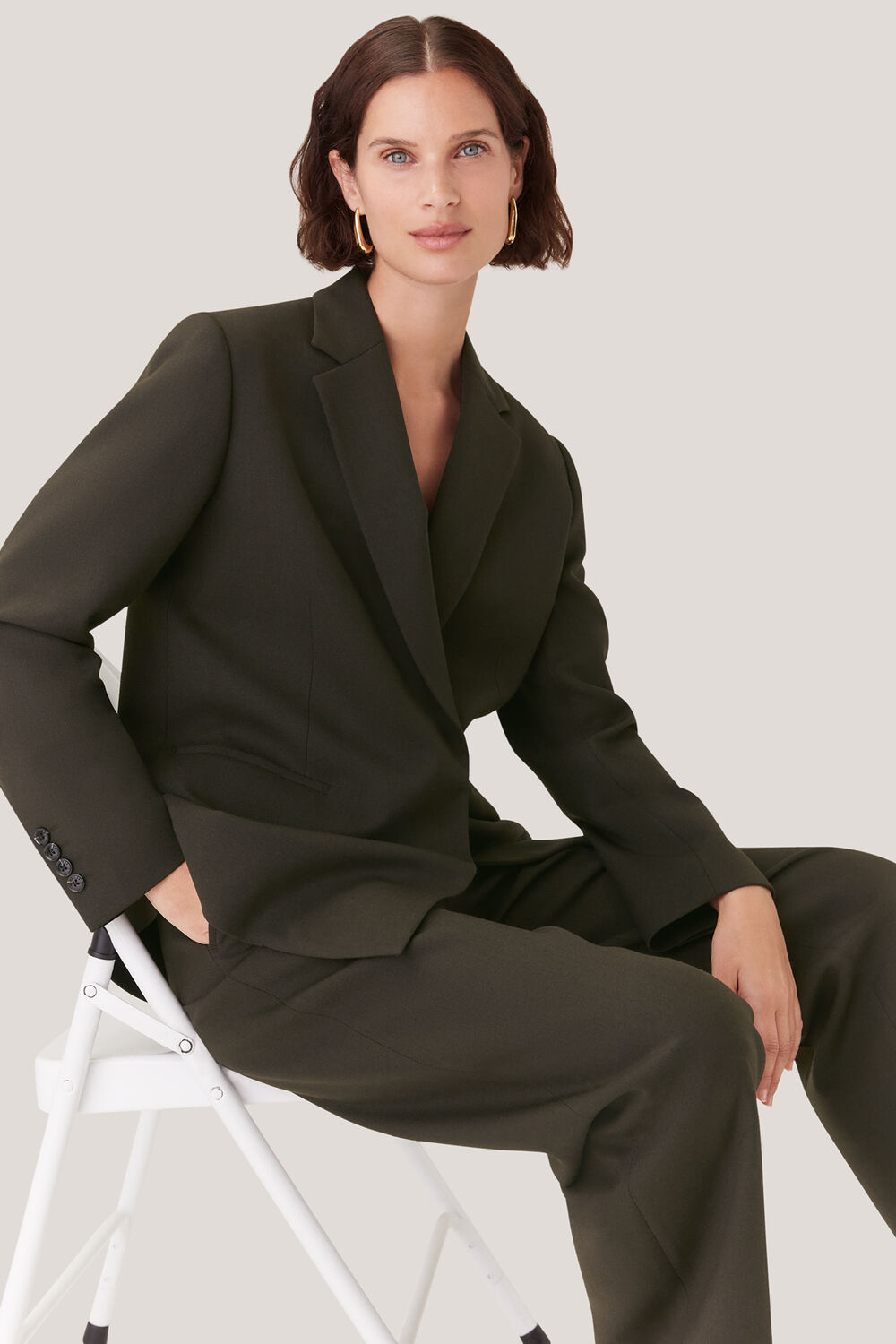 Dark Green Natalie Wool Blend Blazer