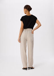 Petite Linen Barrel Leg Trouser