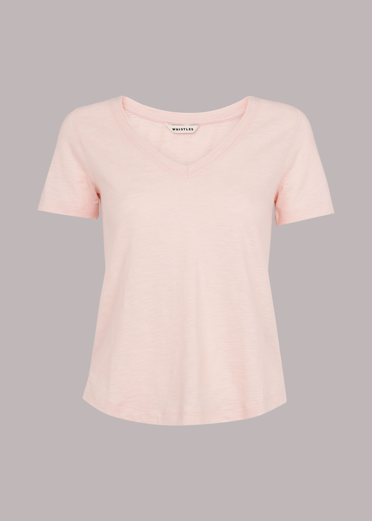 Sophie V Neck Cotton Tshirt Pale Pink