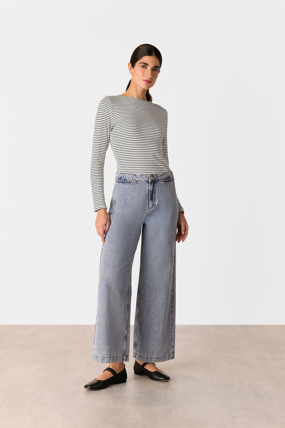 Stripe Detail High Neck Top