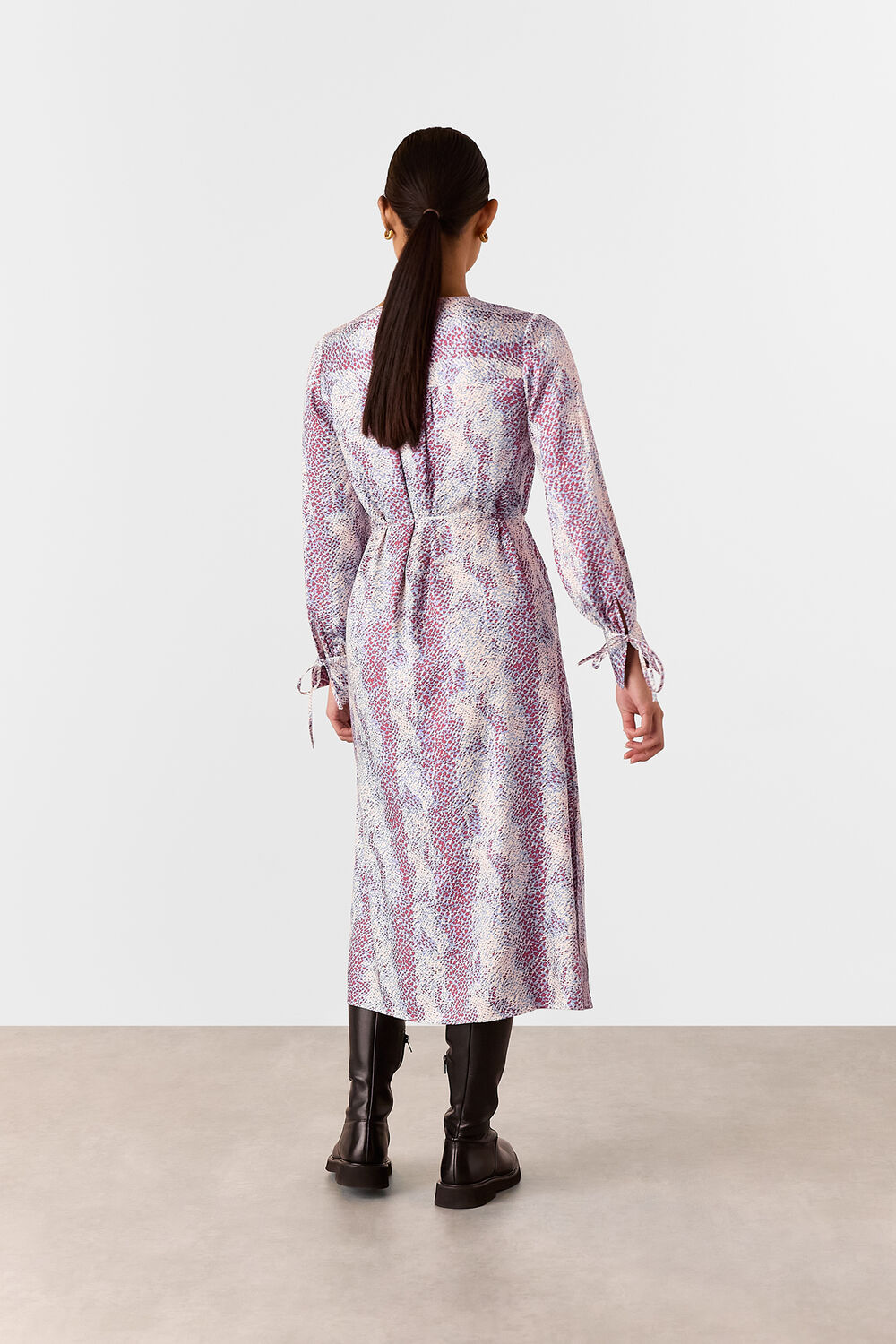 Multicolour Petite Mottled Snake Print Midi Dress