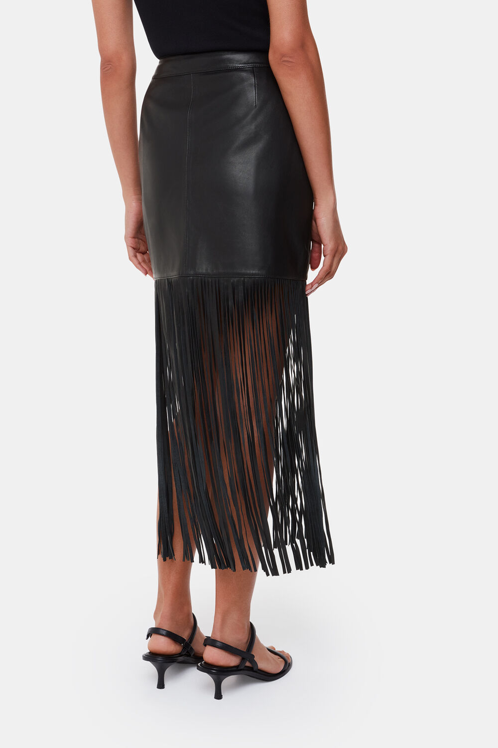 Leather Fringed Mini Skirt