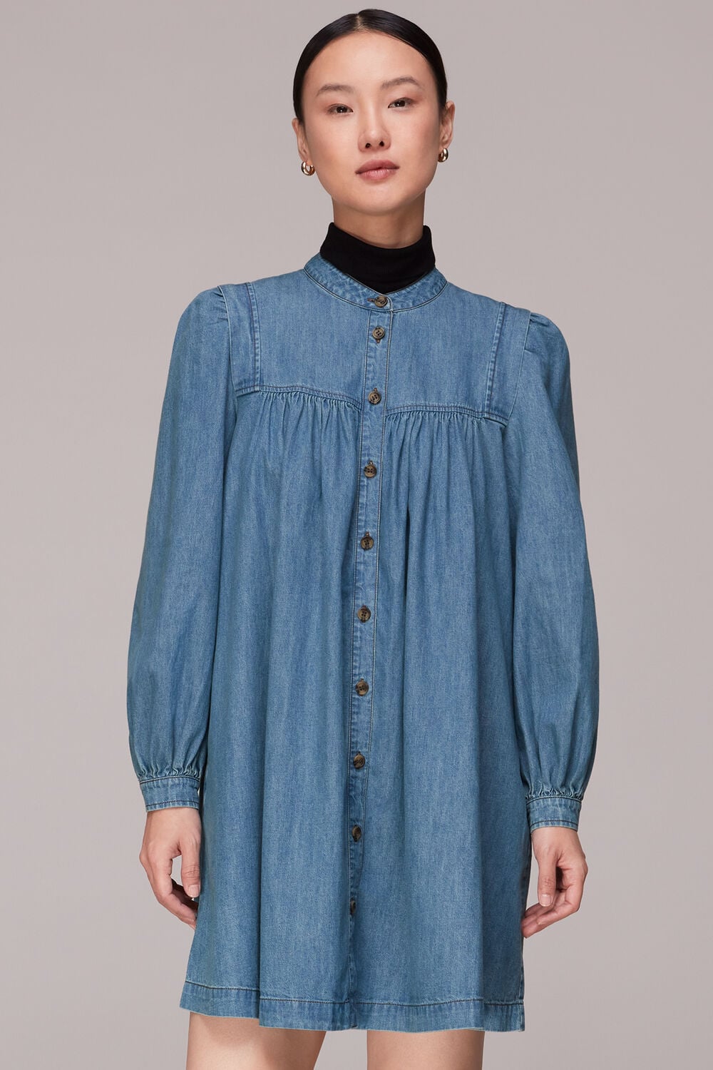 Chambray Denim Trapeze Dress