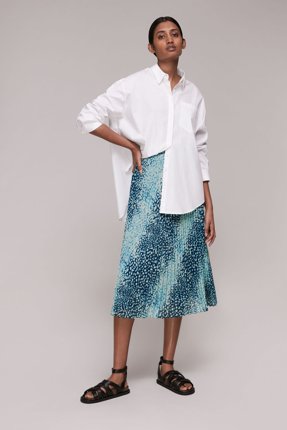 Blue Dalmation Pleated Skirt