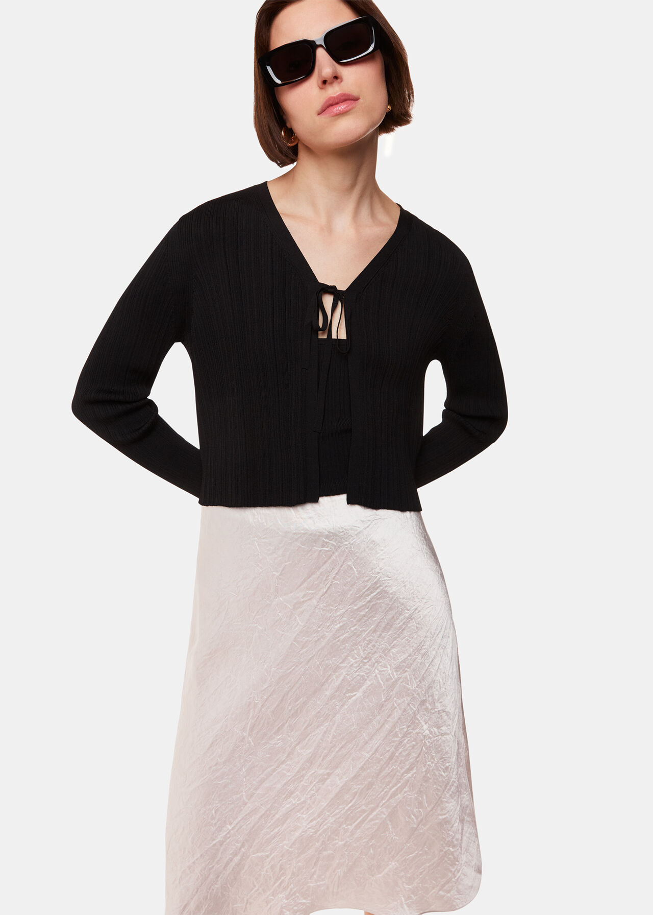 Satin Knee Length Skirt