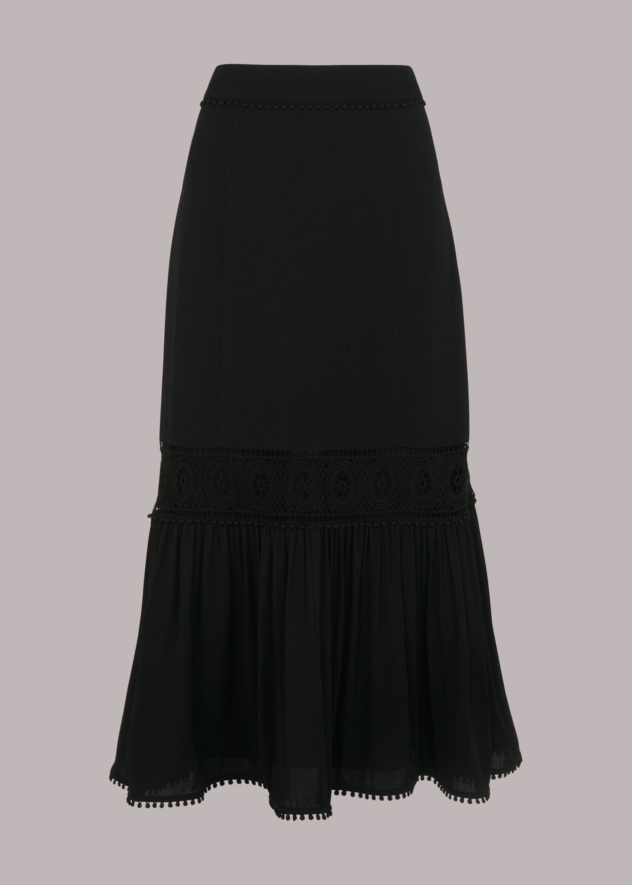 Ada Crochet Detail Skirt Black