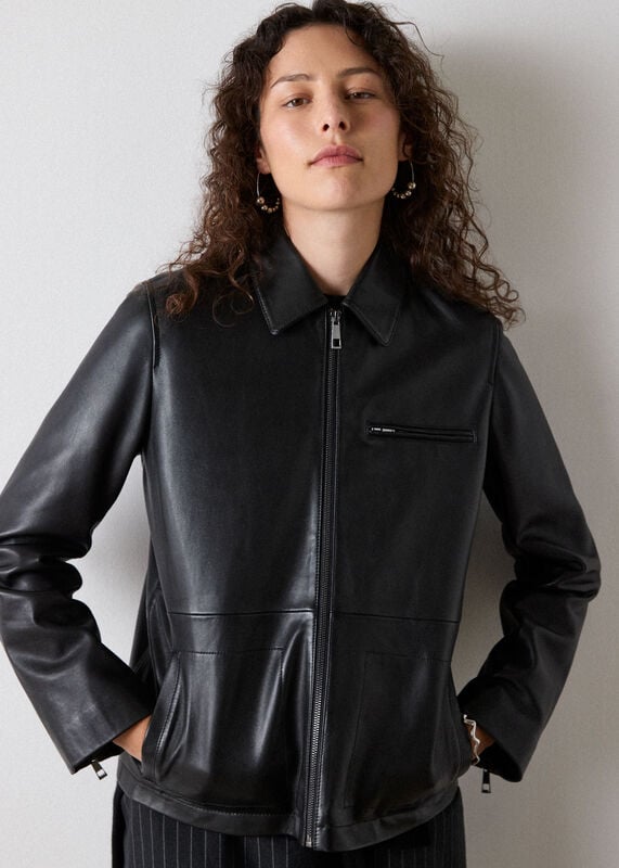 Black Kate Zip Leather Jacket