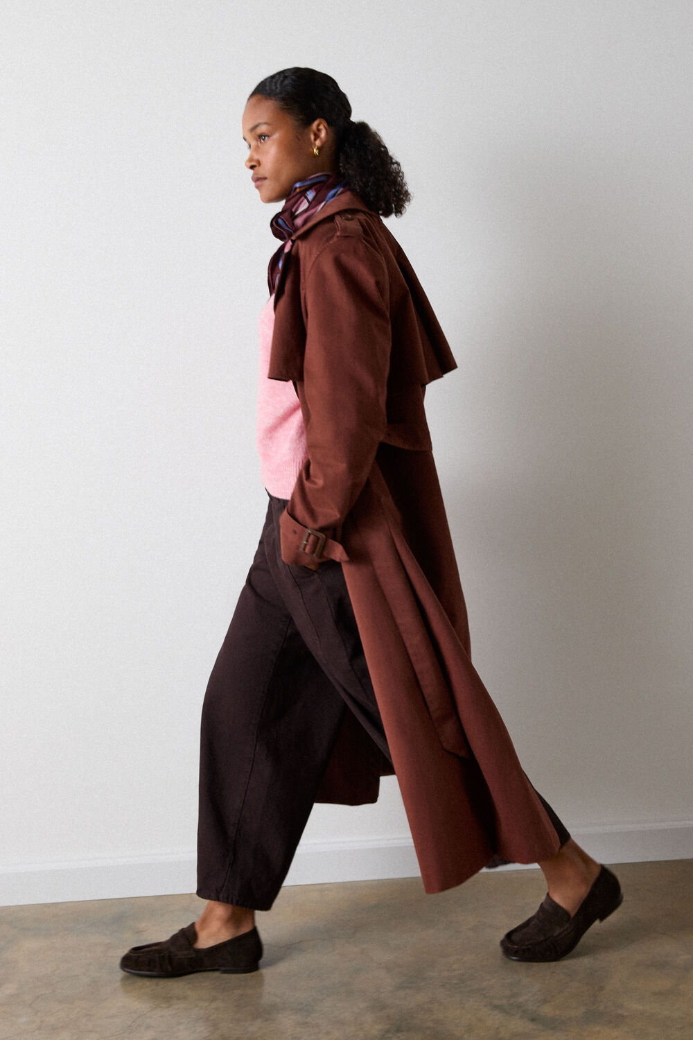 Pink Wool Mix Curved Hem Knit