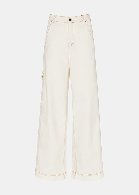 White Wide Leg Cargo Jean