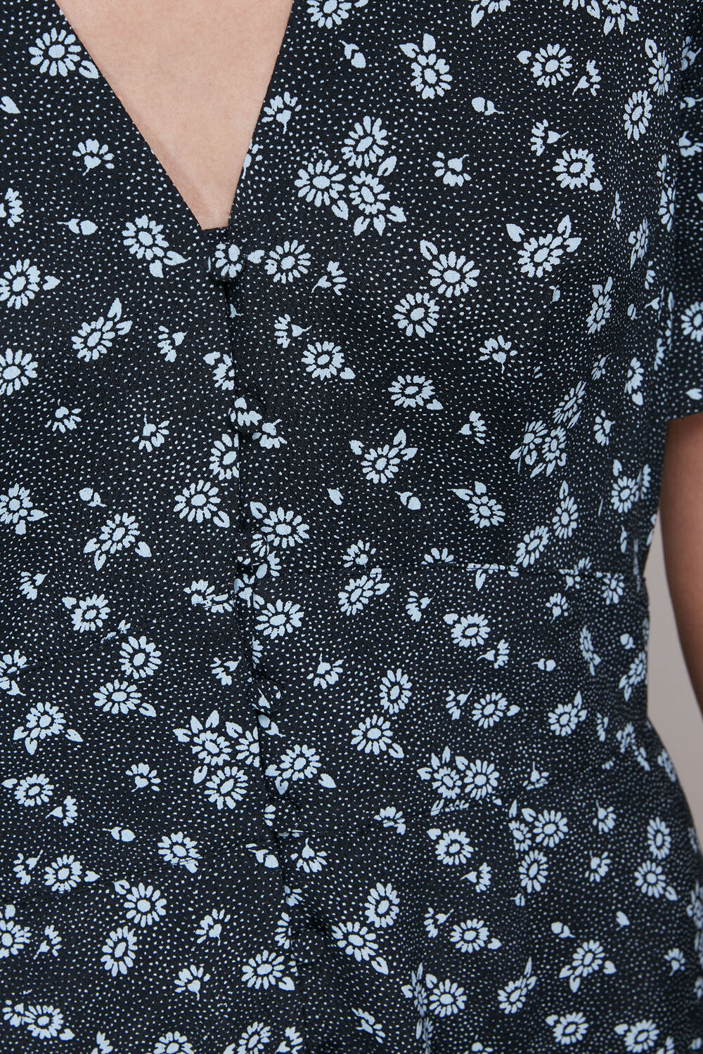 Blue Daisy Spot Print Midi Dress