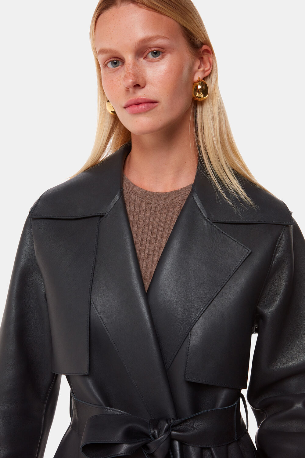 Black Faye Clean Bonded Trench Coat