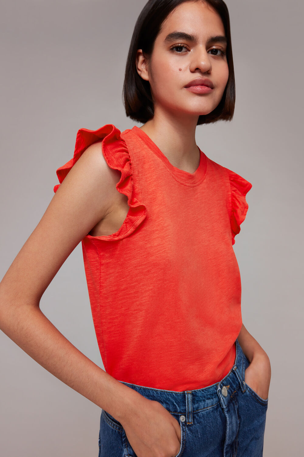 Frill Cap Sleeve T-Shirt