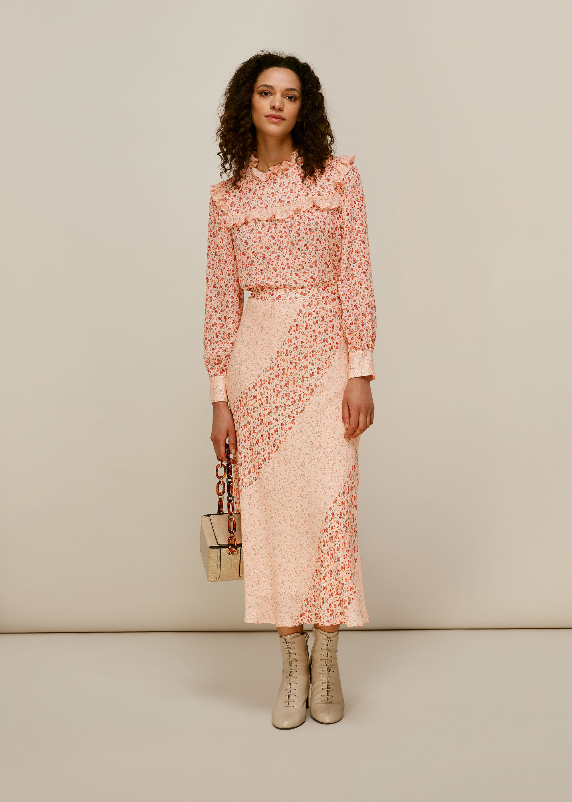 Silk skirt flower print online