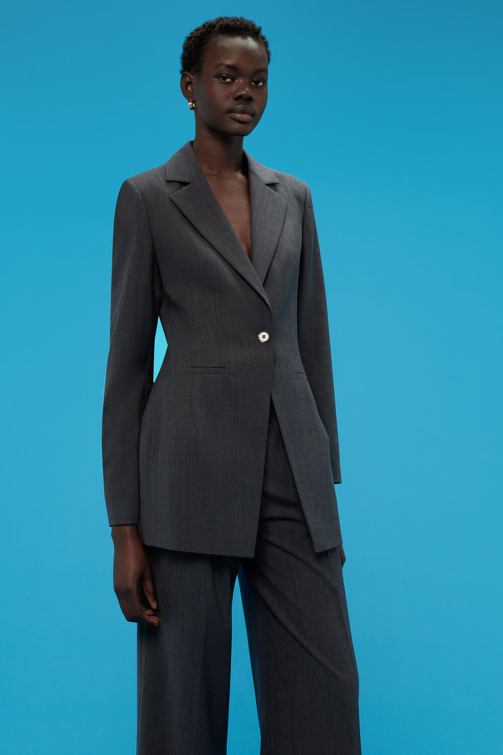 Grey Mia Elongated Waist Blazer