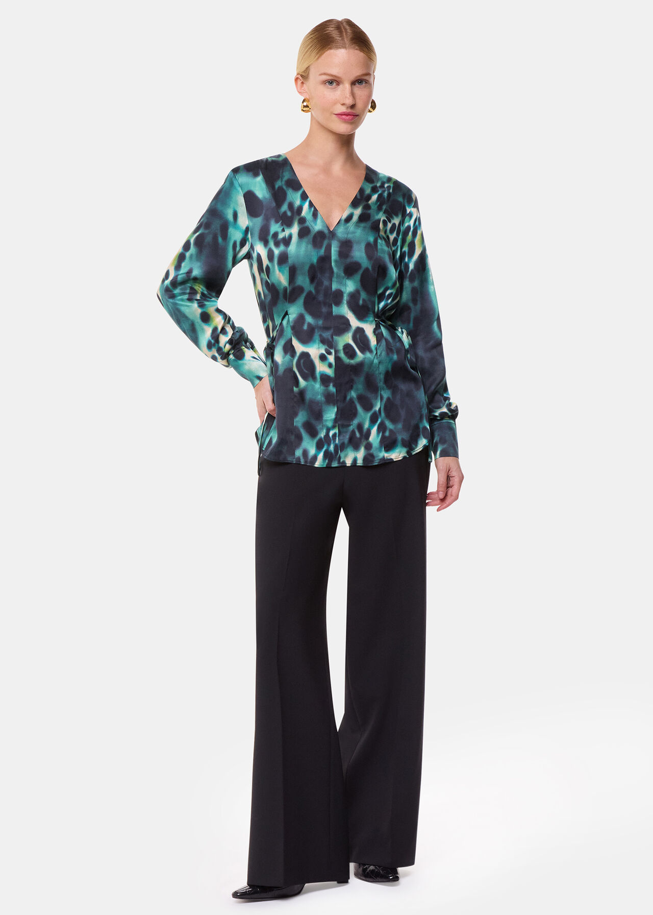 Misty Leopard V Neck Blouse