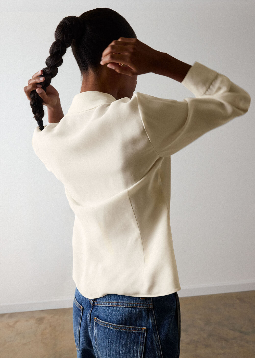 Tie Viscose Crepe Blouse