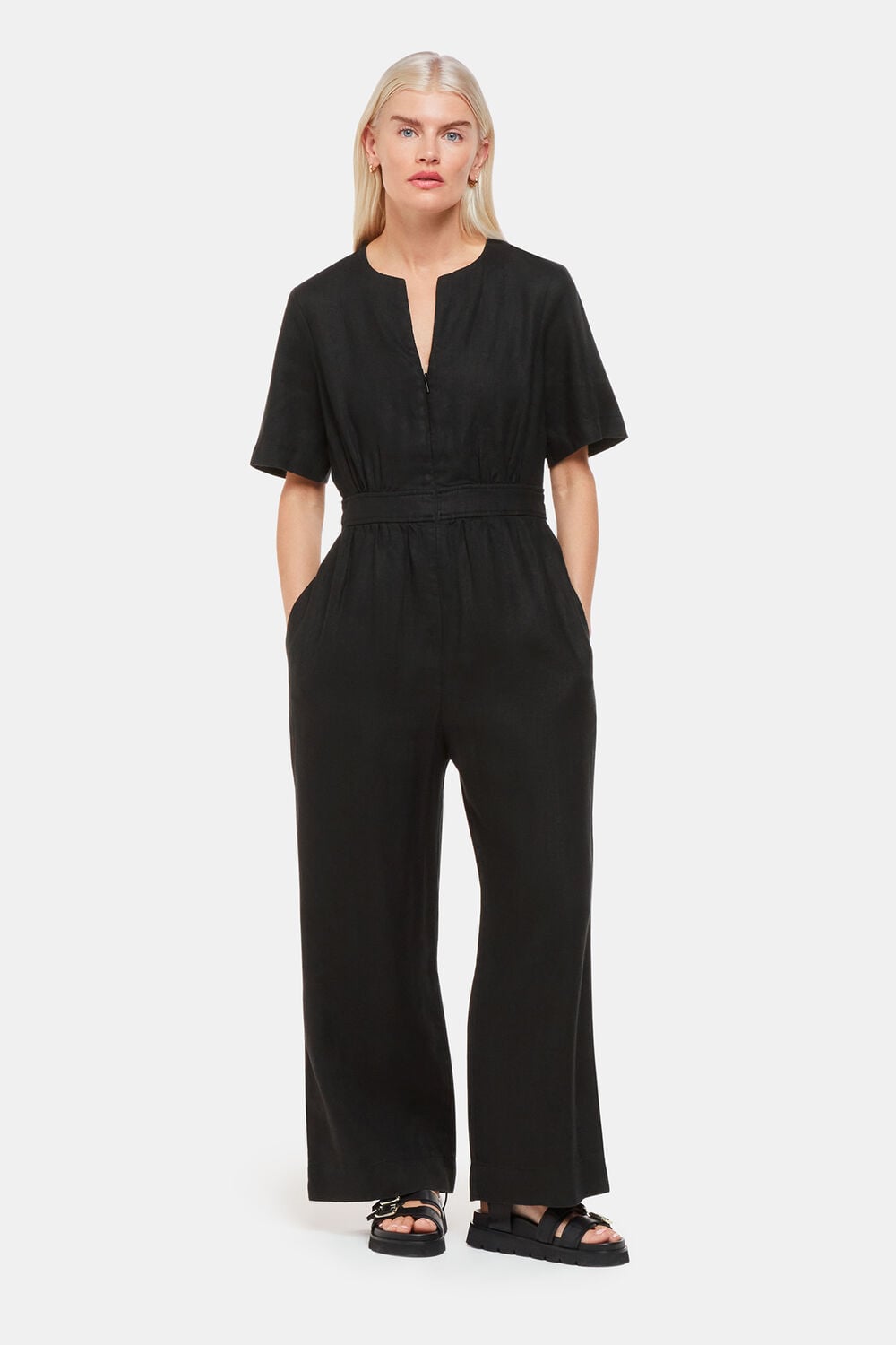 Black Petite Cosima Linen Jumpsuit