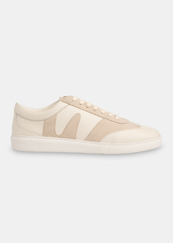 White Suede Leather Mix Trainer