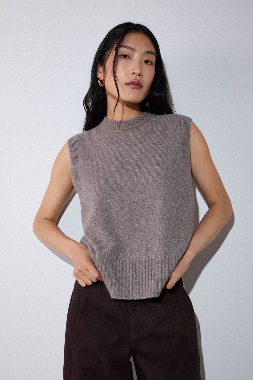 Neutral Wool Sleeveless Tank