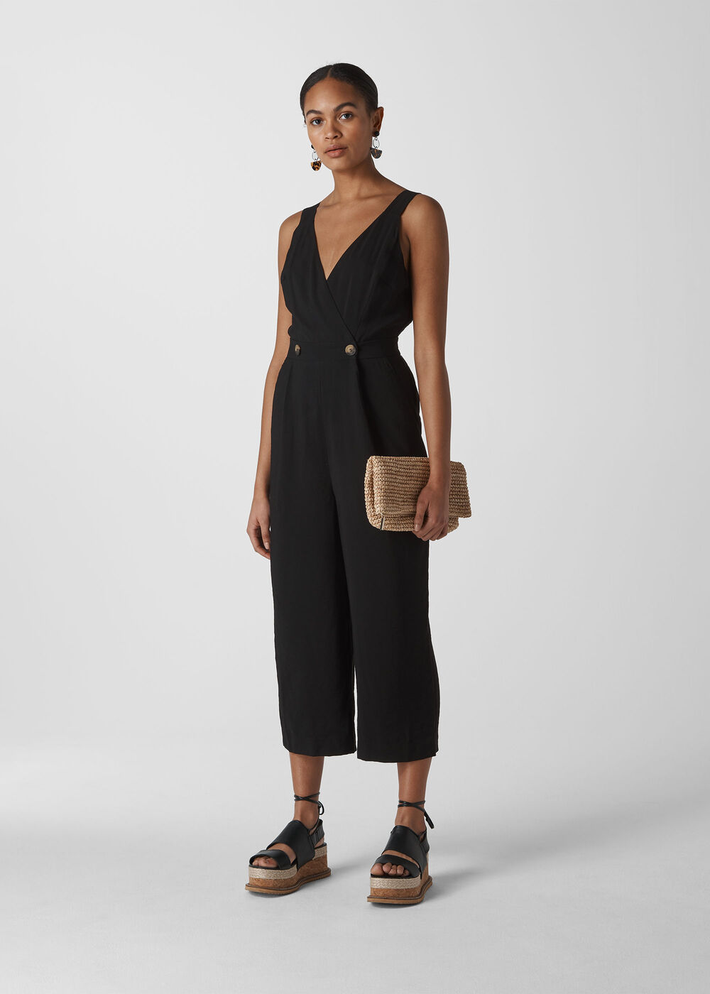 Lara Button Jumpsuit Black
