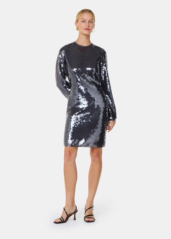 Pewter Sequin Mini Dress
